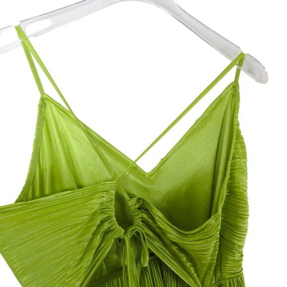 Shein Lime Green Satin Long Flowy Strappy Maxi Dress Medium - Picture 9 of 13